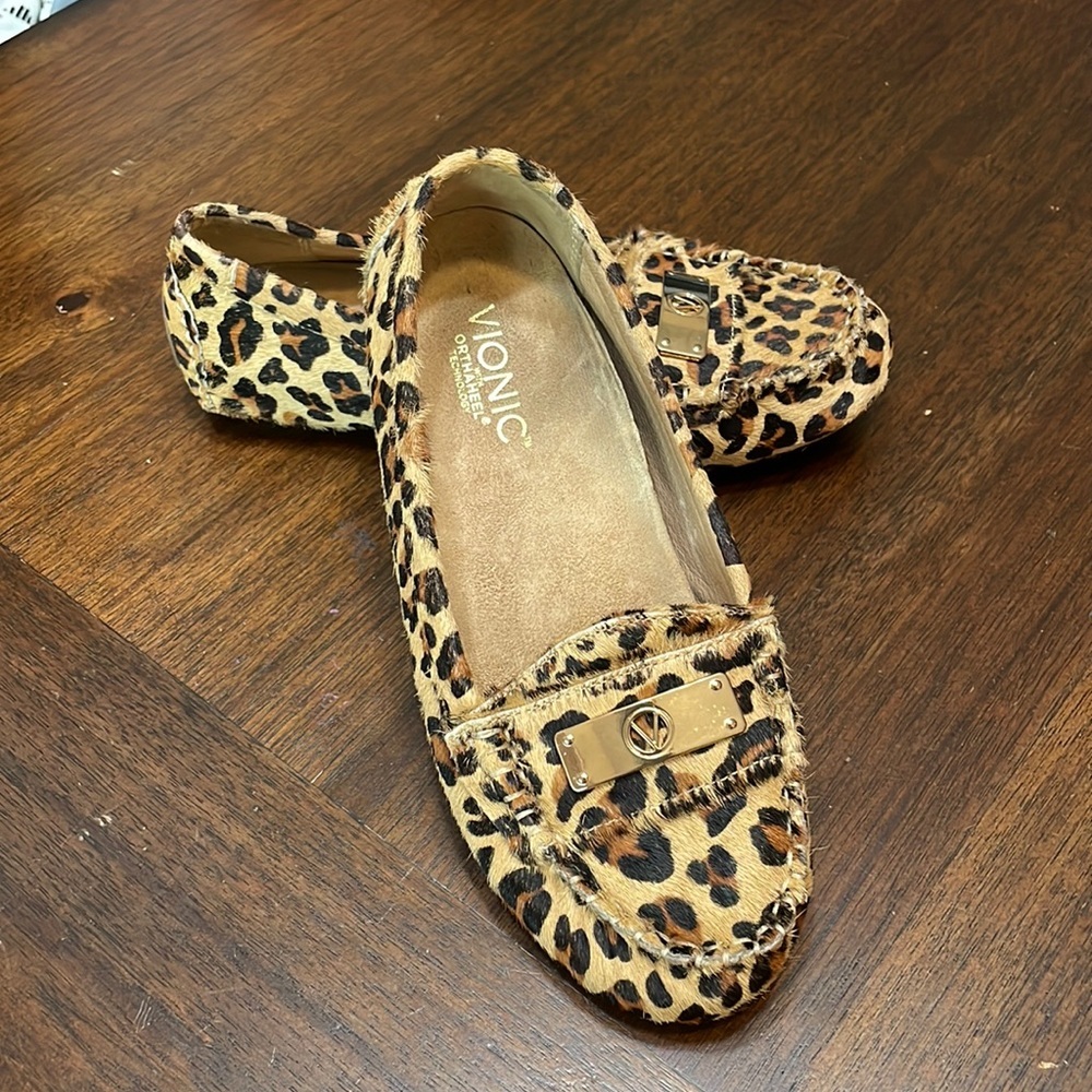 VIONIC animal print loafers with orthaheel